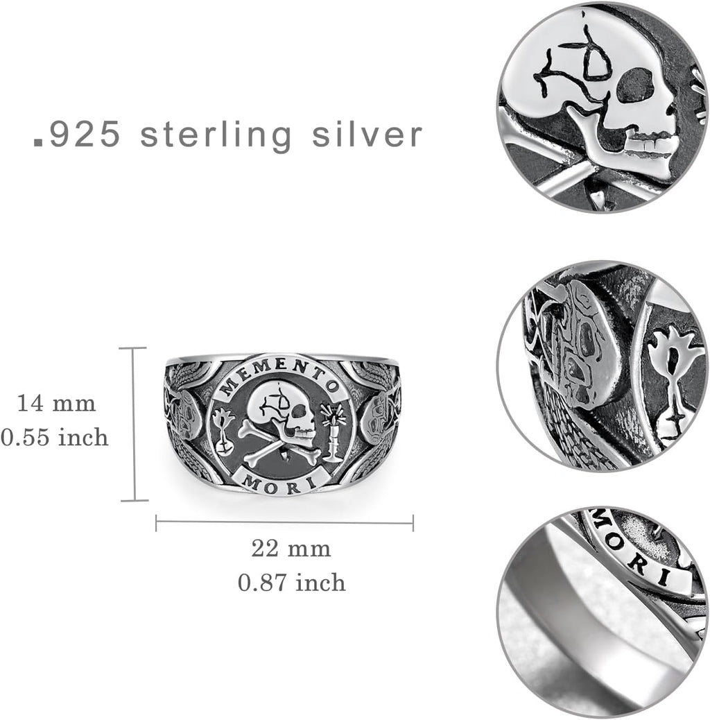 Memento Mori Ring S925 Sterling Silver Memento Mori Skull Rings Memento Mori Jewelry Gifts for Men Women