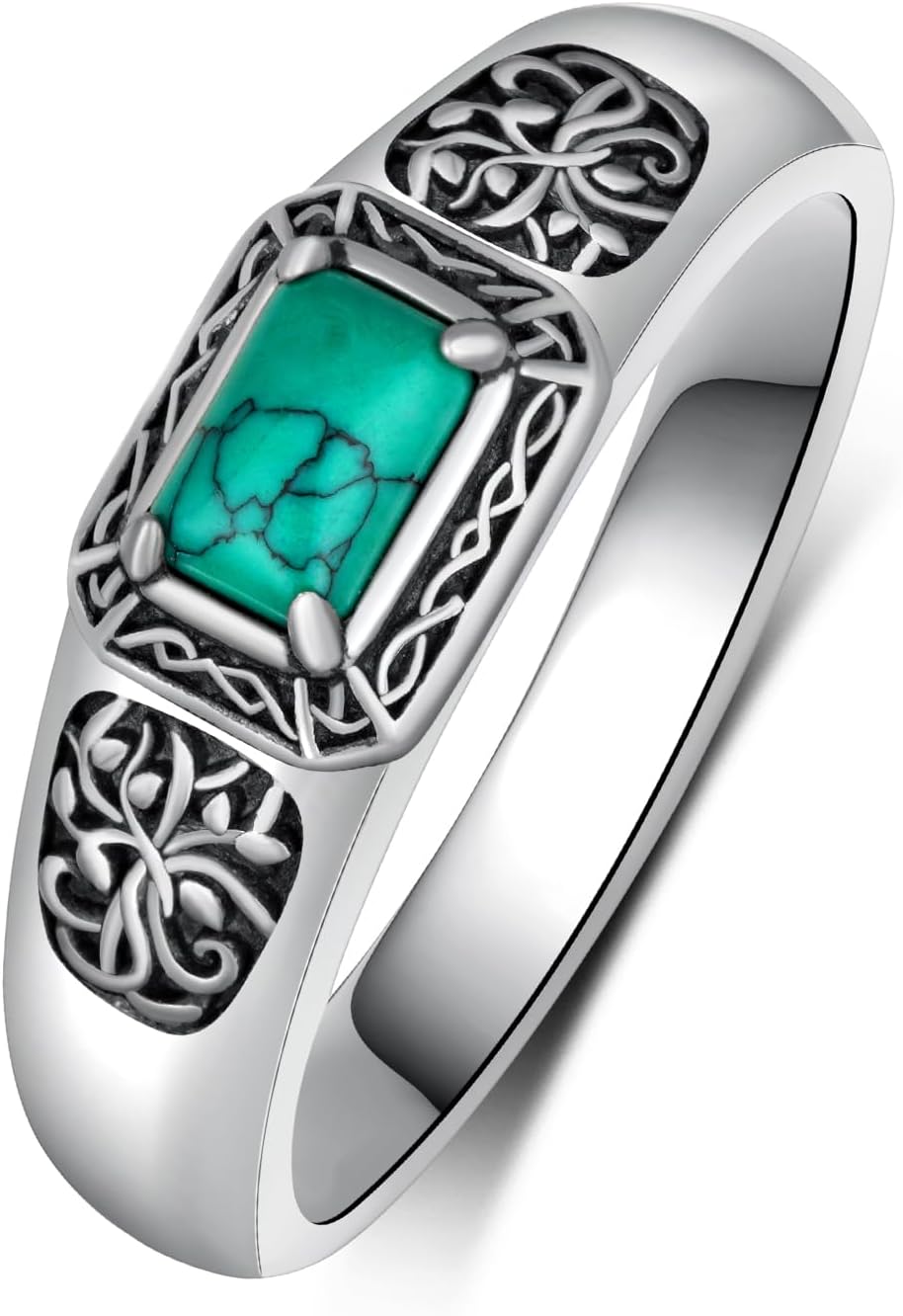 Turquoise Ring 925 Sterling Silver Mens Turquoise Ring Western Jewelry Gifts for Men Women