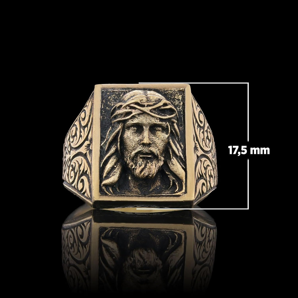 Jesus Ring, Jesus Signet Ring, Christian Statement Ring, Silver Christianity Ring, Gold Plated Jesus Face Jewelry, Christianity Jewelry
