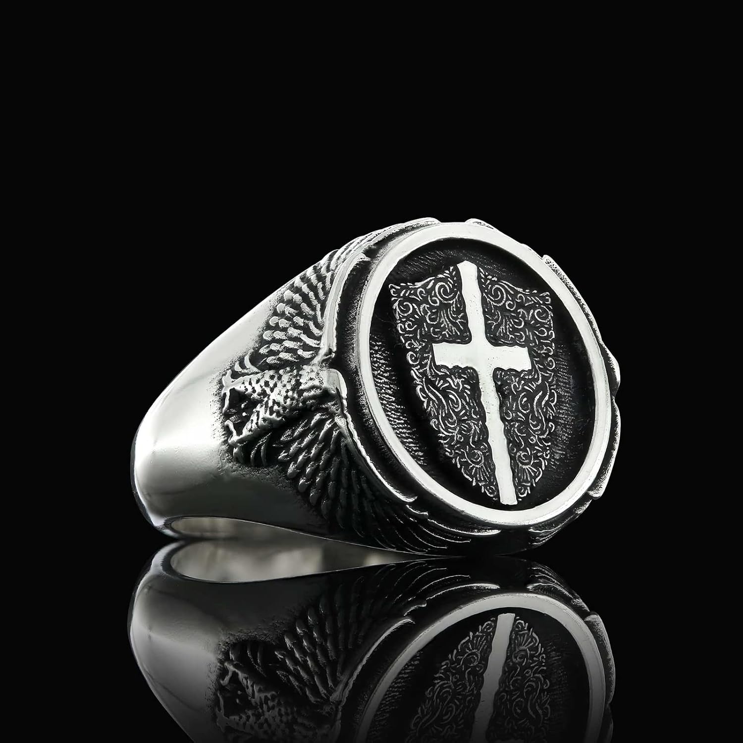 Crusader Shield Signet Ring, Christian Statement Ring, Silver Christianity Jewelry, Handmade Silver Shield of Fatih Ring, Ancient Ring