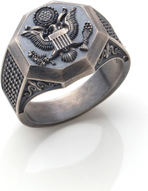 American Eagle Signet Ring, 925K Sterling Silver Patriotic Ring, 0.019 lbs, 0,55 x 0,55 Inch, Great Seal of the US Ring, Best US Army Gift, National Emblem Jewelry