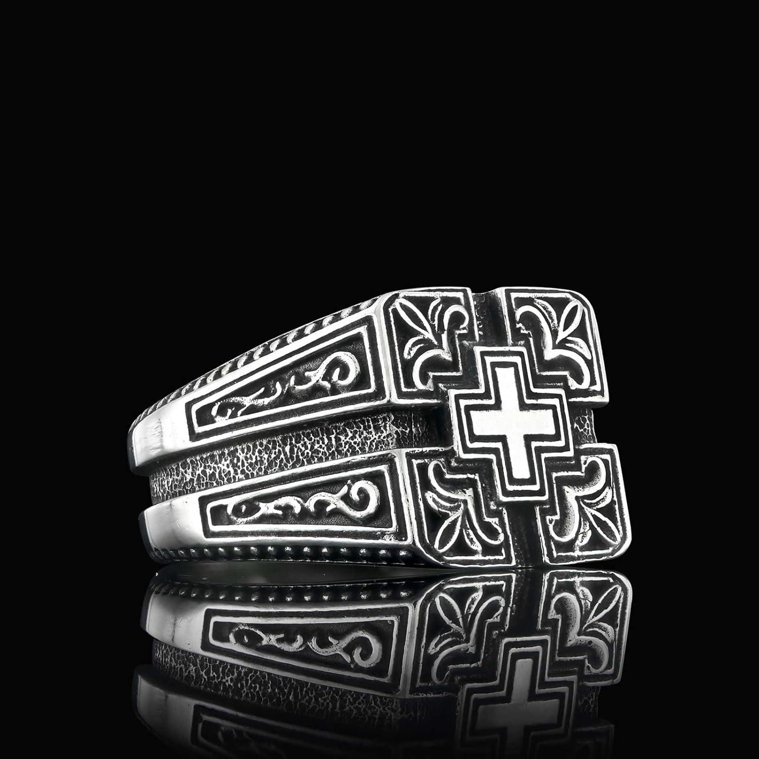 Christian Cross Ring, Handmade Christianity Signet Ring, Constantine Ancient Ring, Gold Coated Byzantine Ring, Christogram Statement Ring