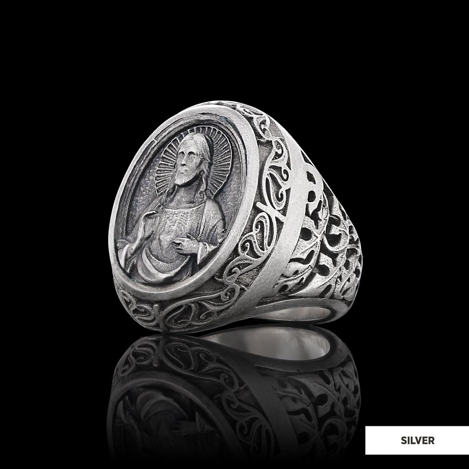 Jesus Ring, Christ Signet Ring, Jesus Signet Ring, Religious Ring, Catholic Jewelry, Bishop Ring, Crown of the Light Ring