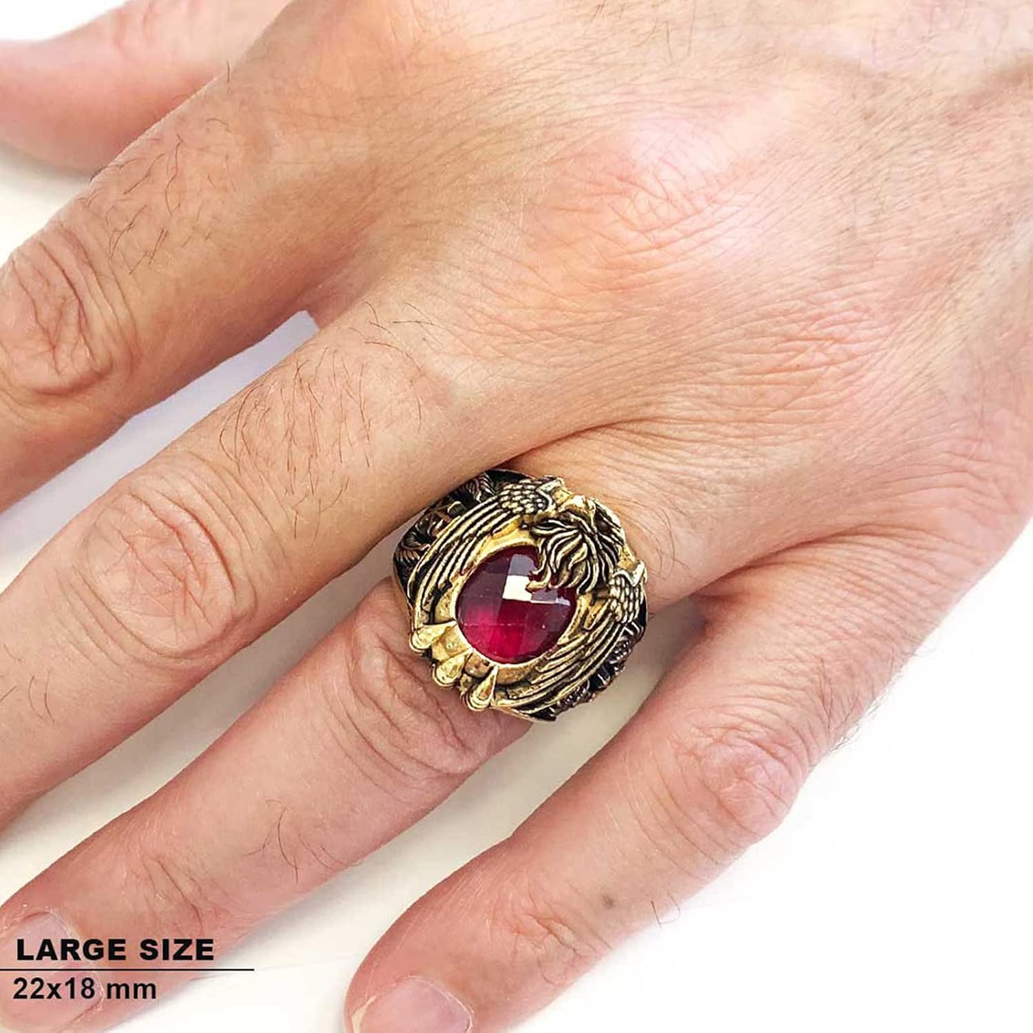 Christian Chi Rho Ring, Personalized Cross Ring, Silver Ruby Stone Signet Ring, Religious Statement Ring for Men, Christianity Cross Ring