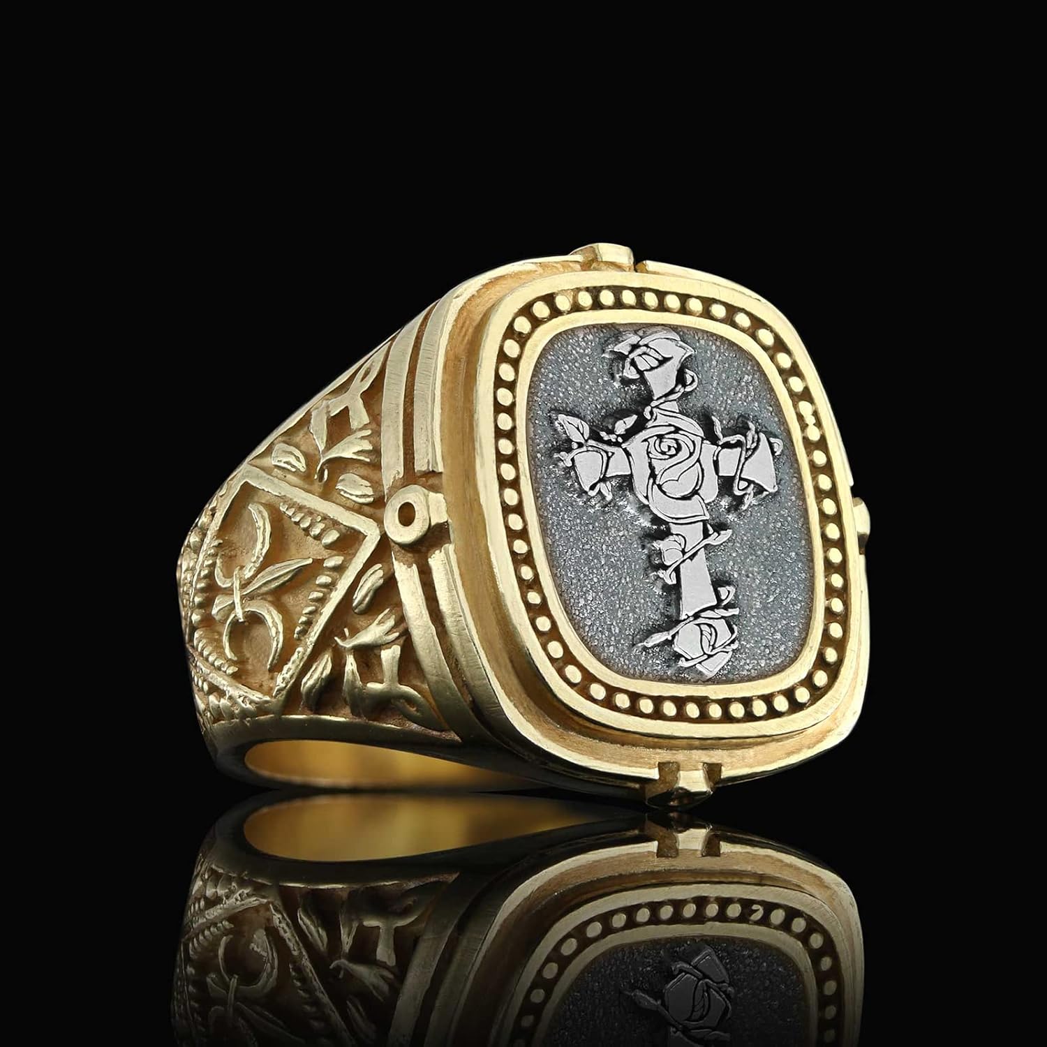 Christian Chi Rho Ring, Silver Signet, Religious Statement Ring for Men, Christianity Cross