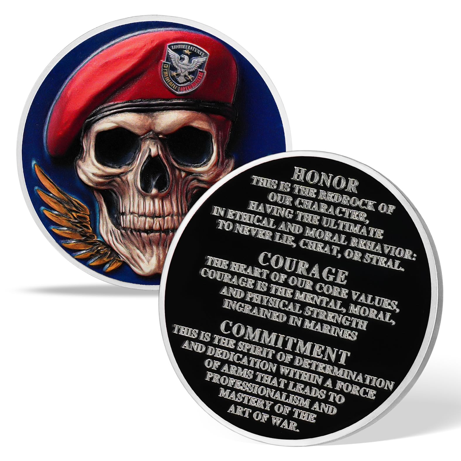 AtSKnSK Memento Mori Coin Momento Mori Coin Skull Coin Stoic Gifts Memento Mori Calendar Living Memento Mori Amor Fati Coin (Moth Rose Skull)