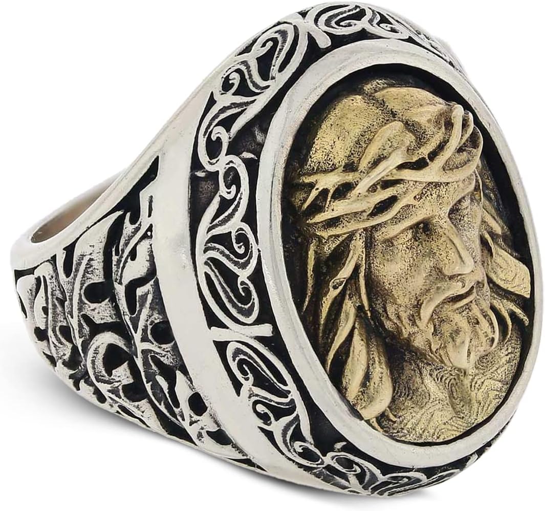 Jesus Christ Ring, Jesus Statement Ring, Christ Ring, Handmade Christian Ring, Gold Plated Jesus Jewelry, Messiah Signet Ring, 3D Jesus Ring