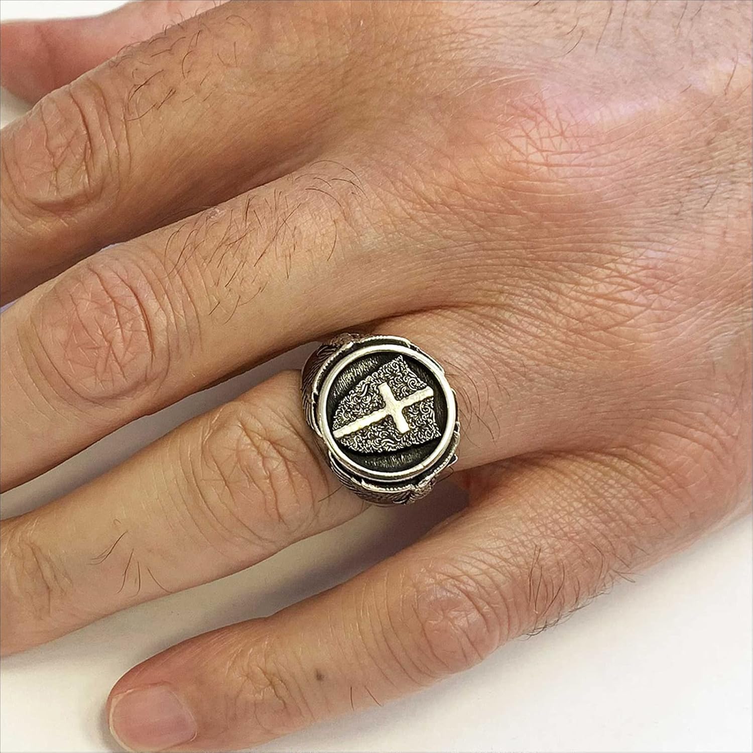 Crusader Shield Signet Ring, Christian Statement Ring, Silver Christianity Jewelry, Handmade Silver Shield of Fatih Ring, Ancient Ring