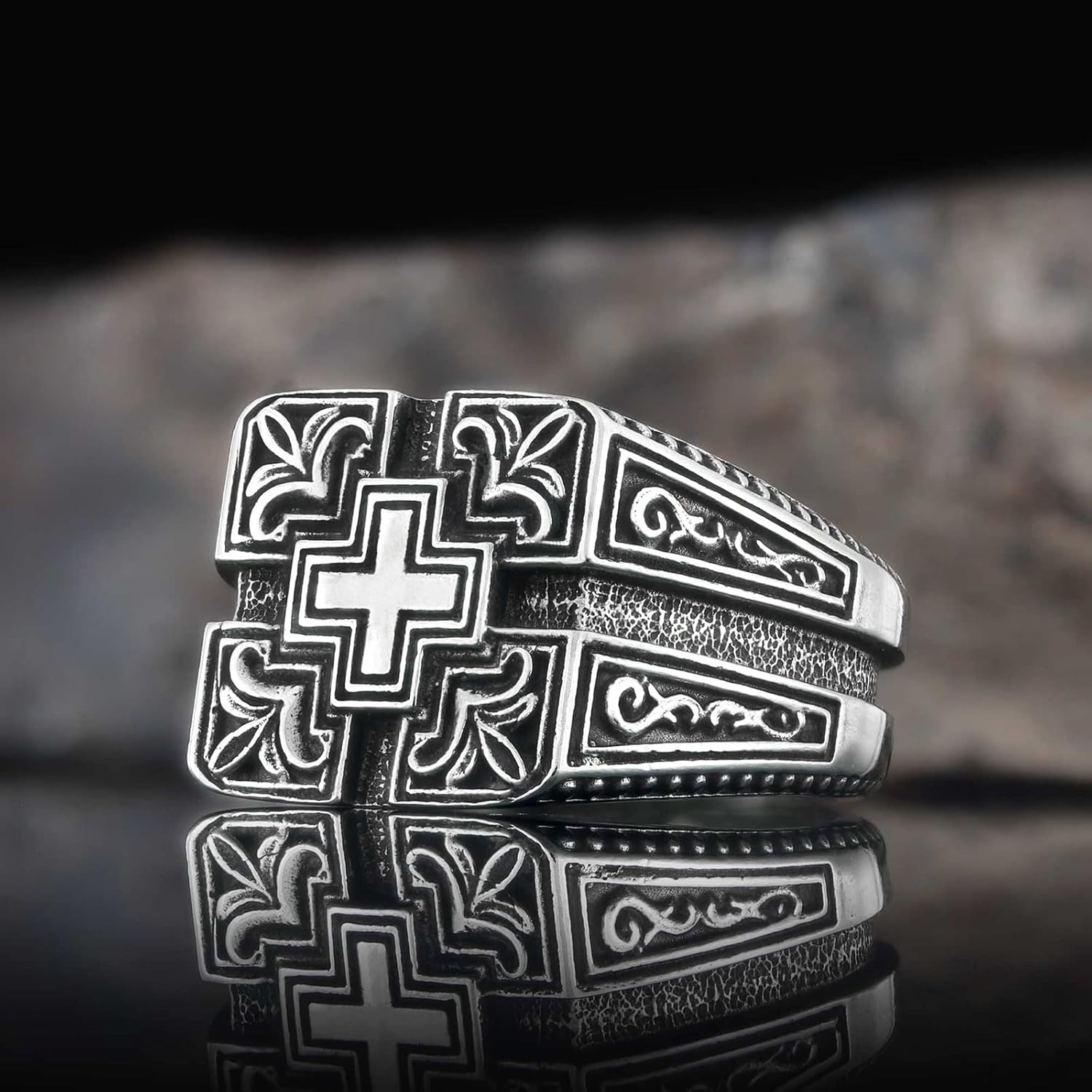 Christian Cross Ring, Handmade Christianity Signet Ring, Constantine Ancient Ring, Gold Coated Byzantine Ring, Christogram Statement Ring