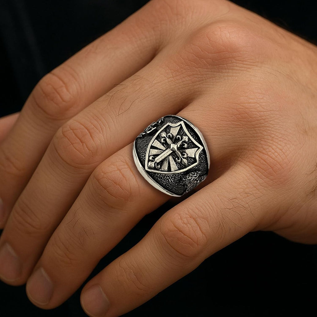 Christian Cross Ring, Crusader Ring, Chi Rho Ring, Silver Christian Ring, Anillos de oro par Templars Cross Ring, Bishop Signet Ring, Catholic Ring for Man, Trinity Knot Gift,