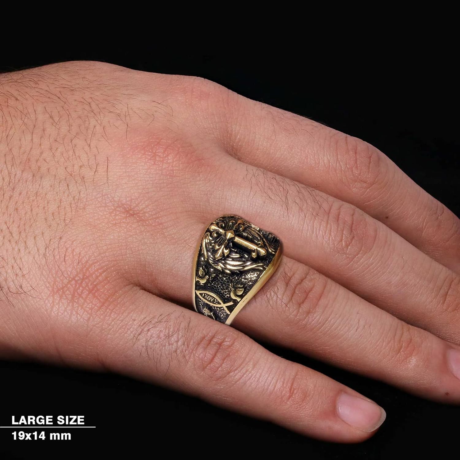 Crusader Ring, Chi Rho Ring, Silver Christian Ring, Templars Cross Ring, Bishop Signet Ring, Catholic Ring for Man, Trinity Knot Gif