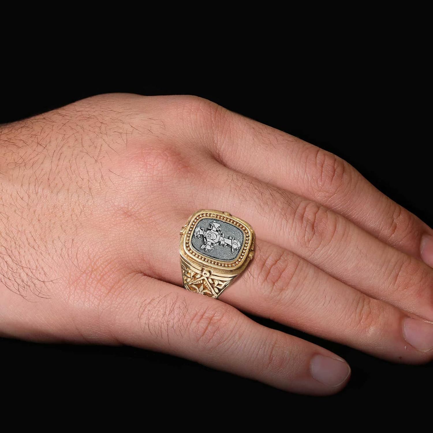 Christian Chi Rho Ring, Silver Signet, Religious Statement Ring for Men, Christianity Cross