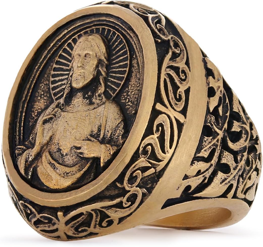 Jesus Ring, Christ Signet Ring, Jesus Signet Ring, Religious Ring, Catholic Jewelry, Bishop Ring, Crown of the Light Ring