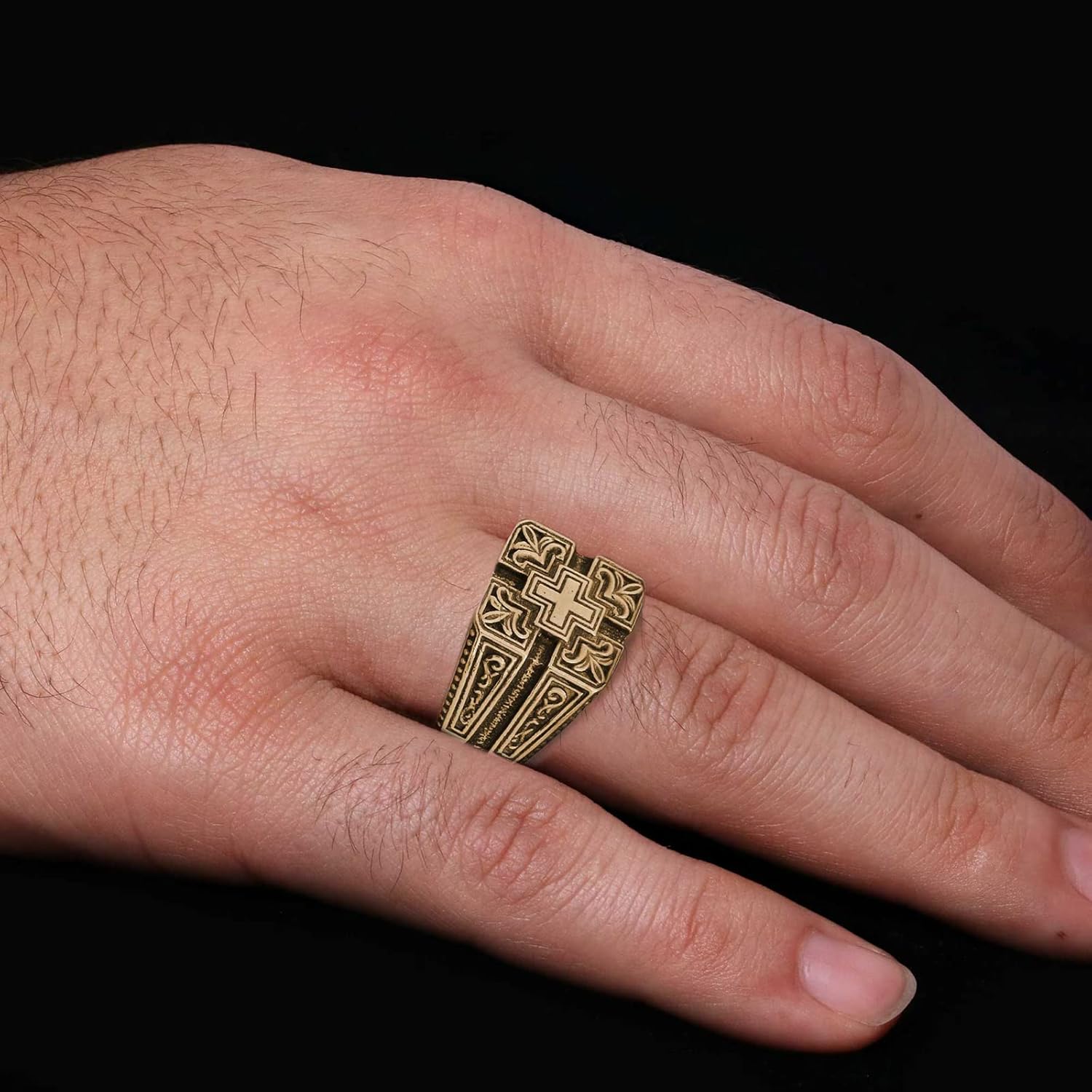 Christian Cross Ring, Handmade Christianity Signet Ring, Constantine Ancient Ring, Gold Coated Byzantine Ring, Christogram Statement Ring