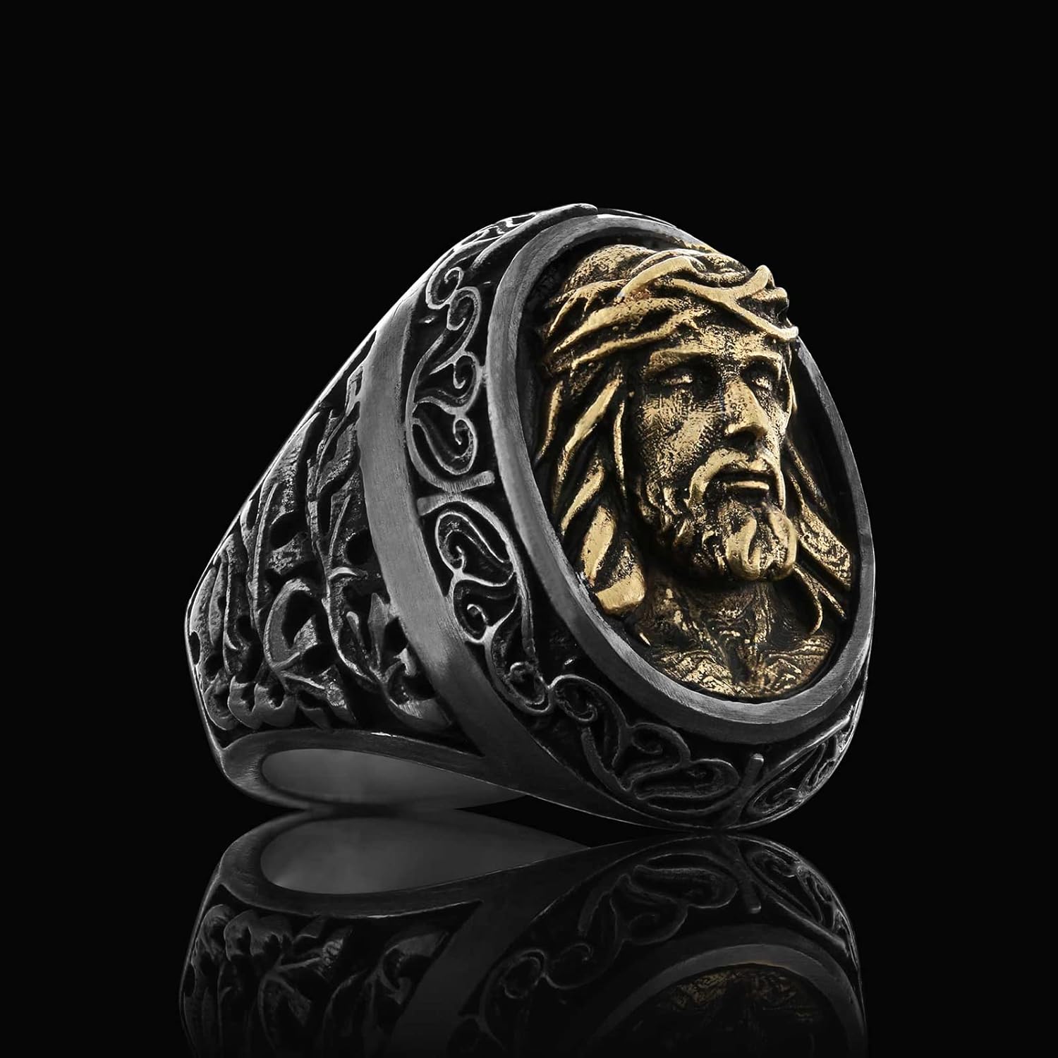 Jesus Christ Ring, Jesus Statement Ring, Christ Ring, Handmade Christian Ring, Gold Plated Jesus Jewelry, Messiah Signet Ring, 3D Jesus Ring