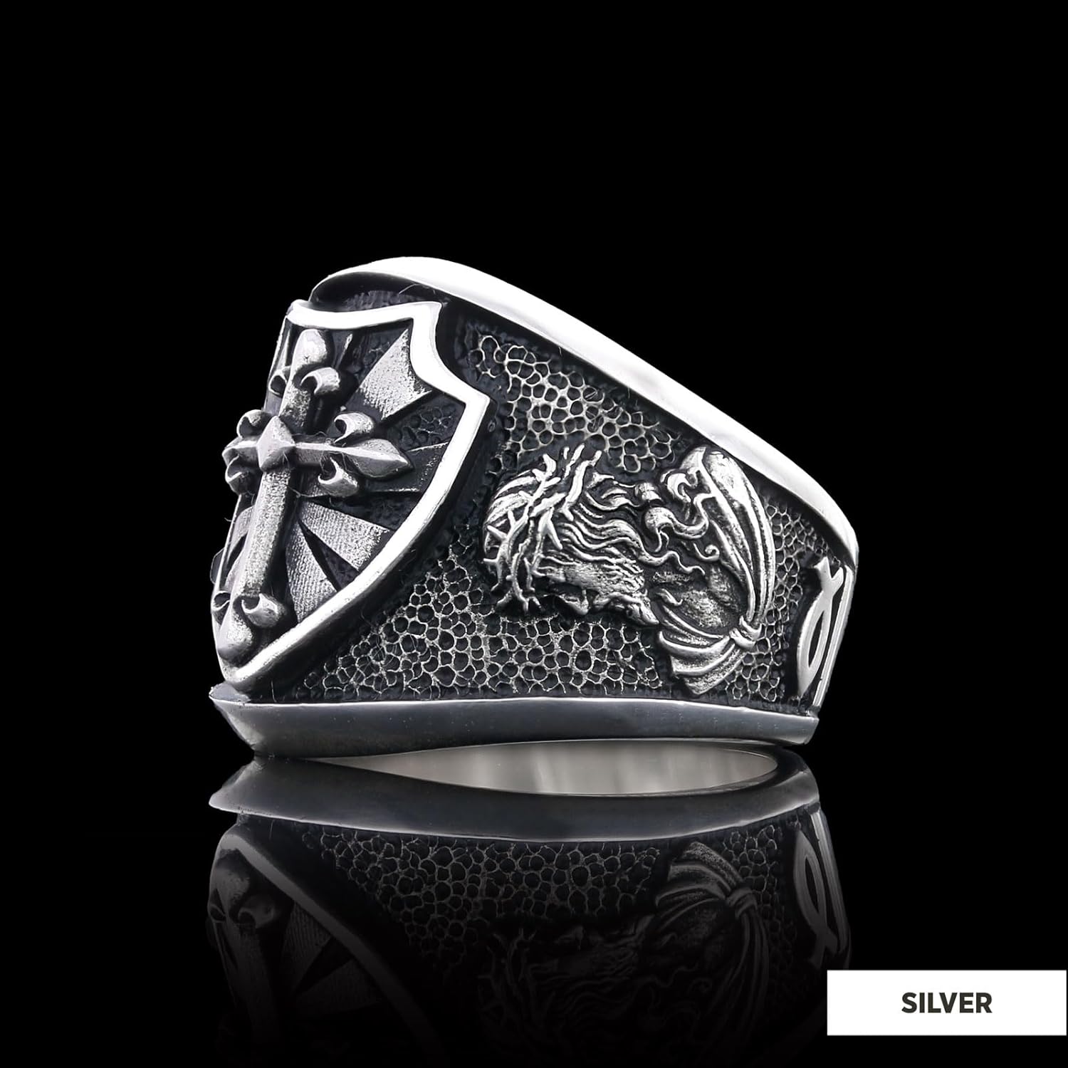 Christian Cross Ring, Crusader Ring, Chi Rho Ring, Silver Christian Ring, Anillos de oro par Templars Cross Ring, Bishop Signet Ring, Catholic Ring for Man, Trinity Knot Gift,