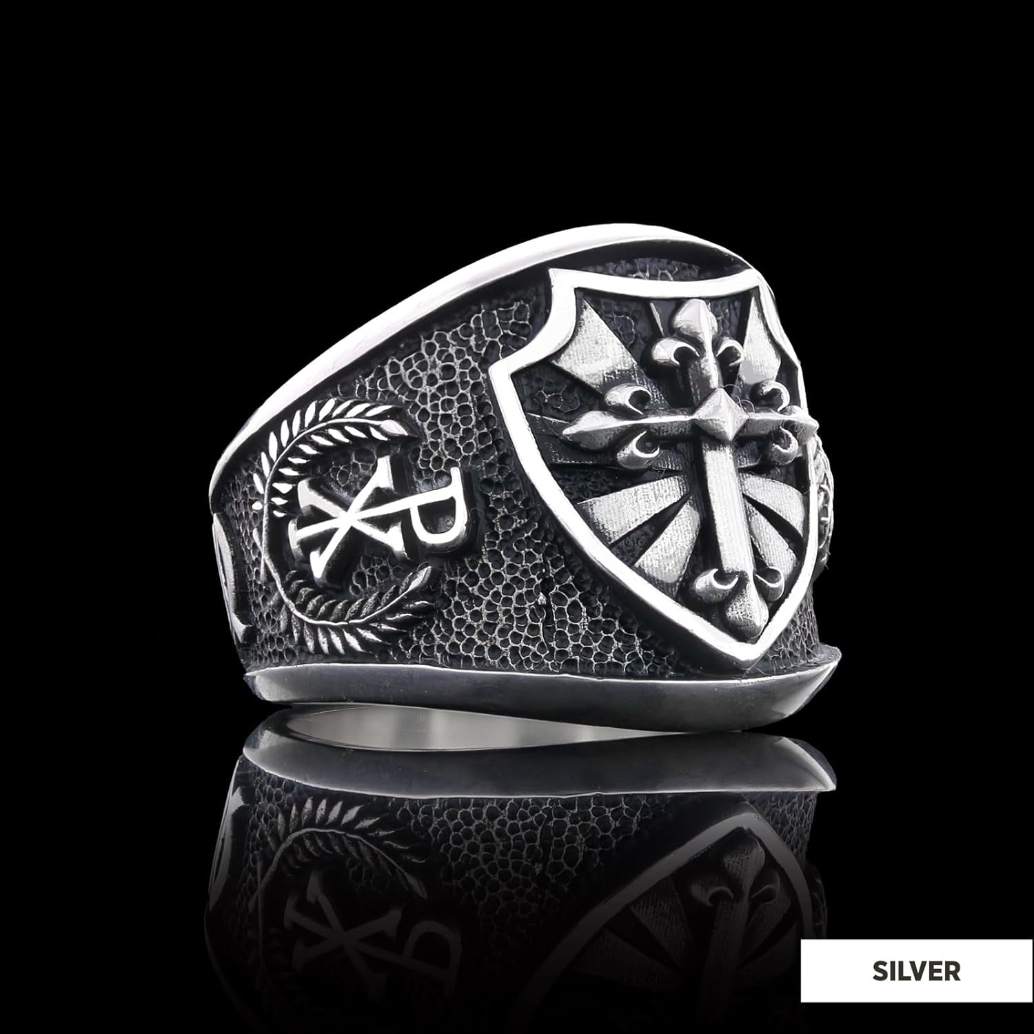 Christian Cross Ring, Crusader Ring, Chi Rho Ring, Silver Christian Ring, Anillos de oro par Templars Cross Ring, Bishop Signet Ring, Catholic Ring for Man, Trinity Knot Gift,