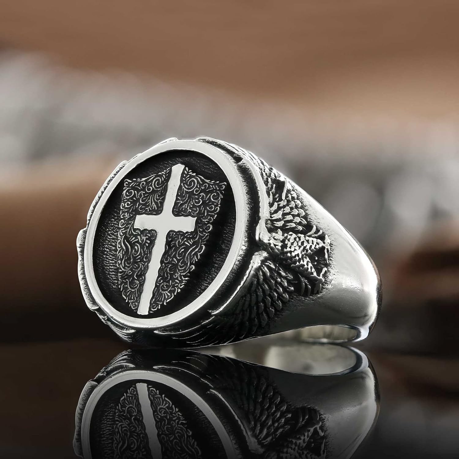 Crusader Shield Signet Ring, Christian Statement Ring, Silver Christianity Jewelry, Handmade Silver Shield of Fatih Ring, Ancient Ring