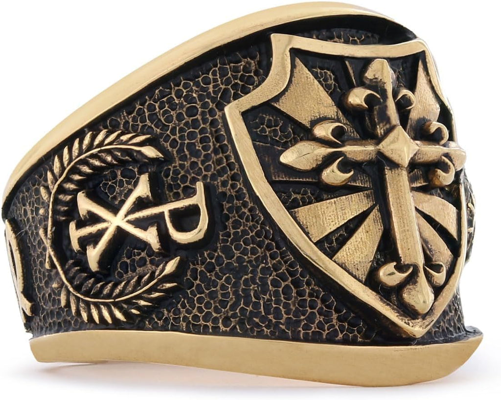 Christian Cross Ring, Crusader Ring, Chi Rho Ring, Silver Christian Ring, Anillos de oro par Templars Cross Ring, Bishop Signet Ring, Catholic Ring for Man, Trinity Knot Gift,
