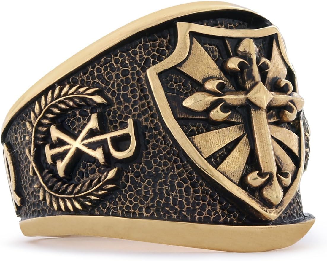 Christian Cross Ring, Crusader Ring, Chi Rho Ring, Silver Christian Ring, Anillos de oro par Templars Cross Ring, Bishop Signet Ring, Catholic Ring for Man, Trinity Knot Gift,