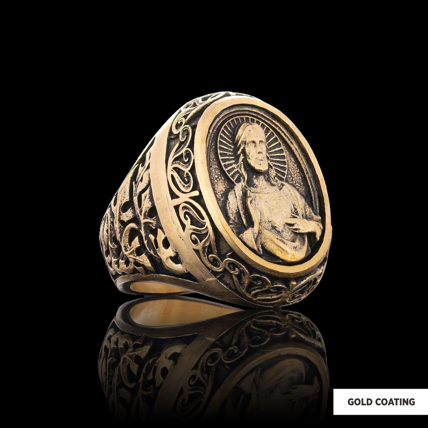 Jesus Ring, Christ Signet Ring, Jesus Signet Ring, Religious Ring, Catholic Jewelry, Bishop Ring, Crown of the Light Ring