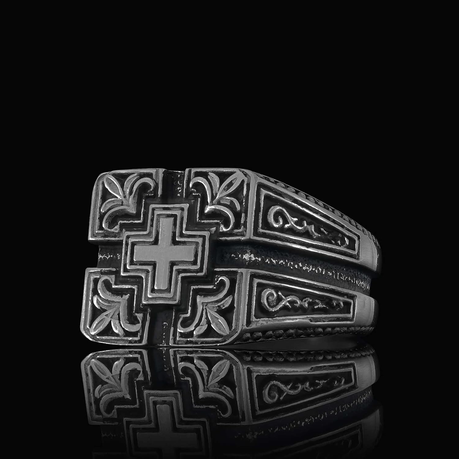 Christian Cross Ring, Handmade Christianity Signet Ring, Constantine Ancient Ring, Gold Coated Byzantine Ring, Christogram Statement Ring
