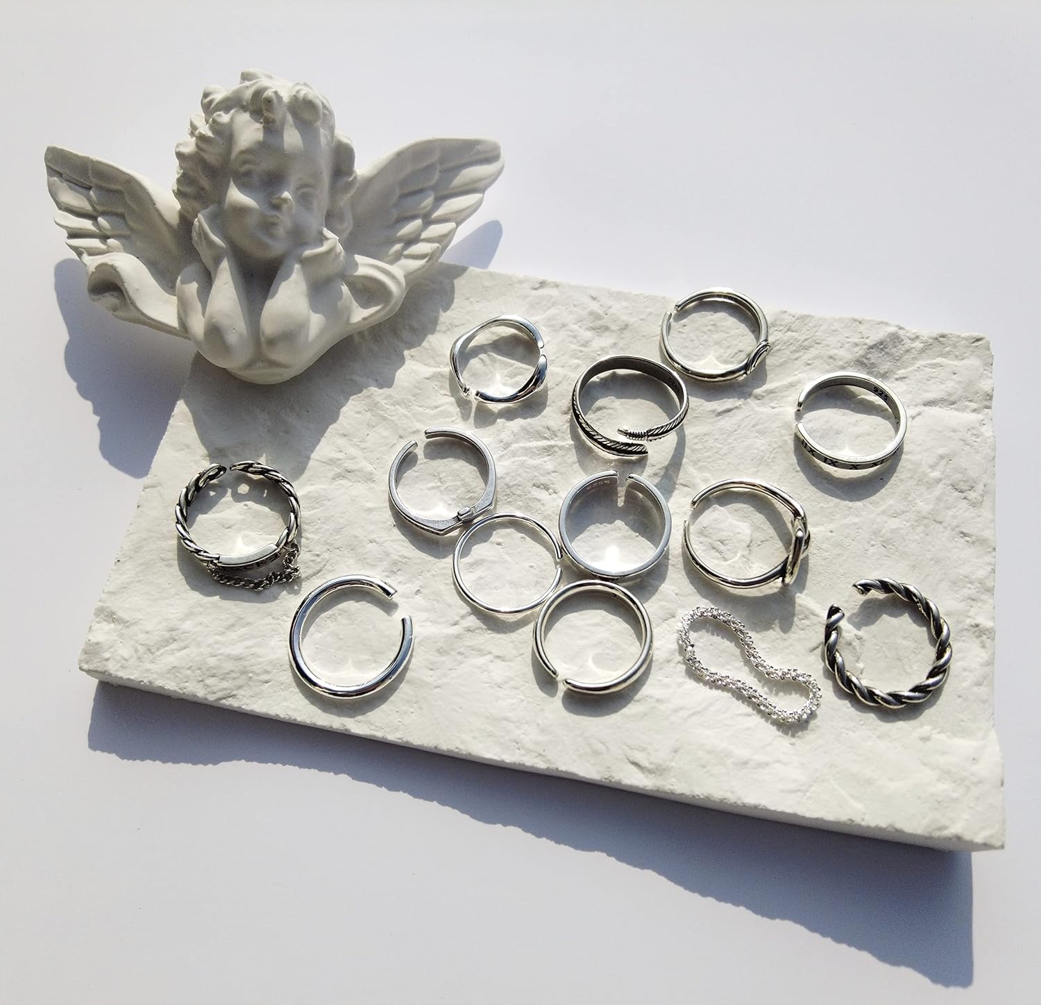 Vintage 925 Sterling Silver Rings for Women/Men, Size 7 Adjustable Rings, Plated plated cupronickel