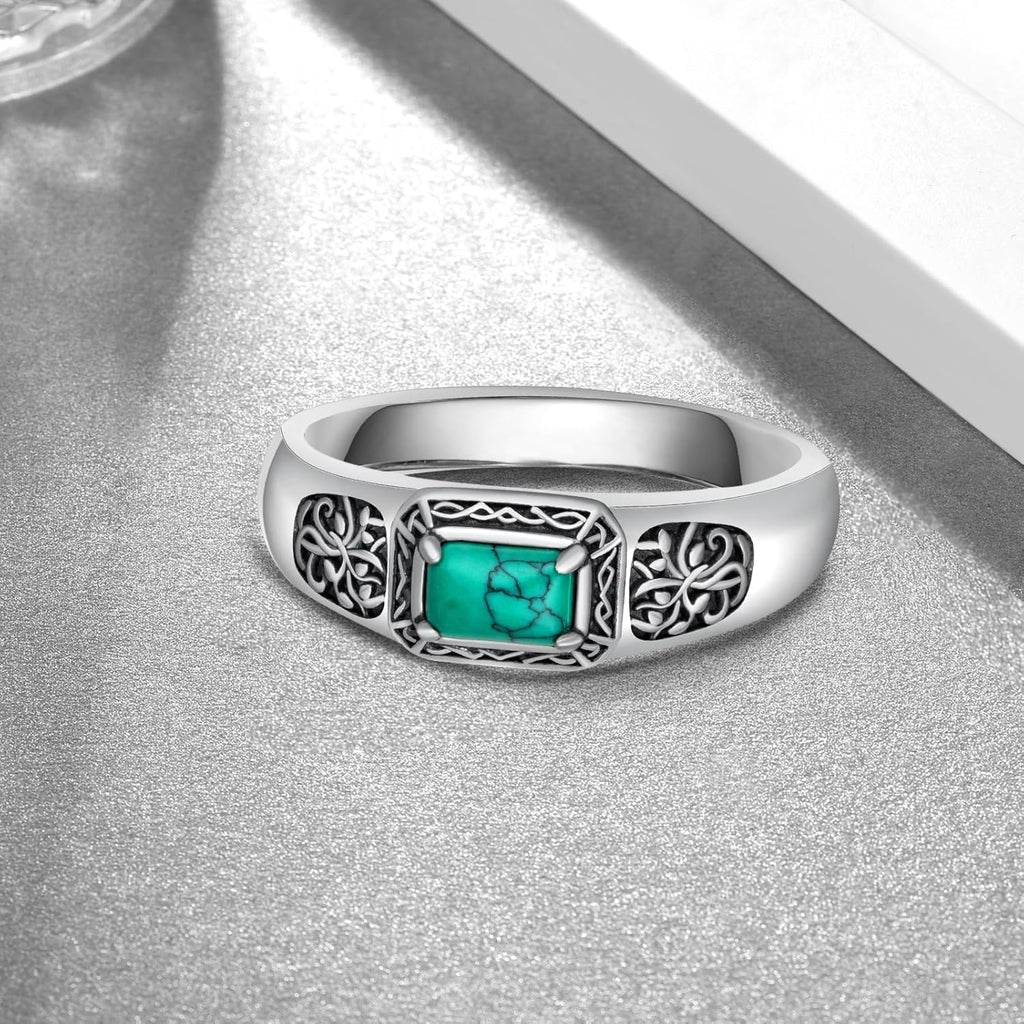 Turquoise Ring 925 Sterling Silver Mens Turquoise Ring Western Jewelry Gifts for Men Women