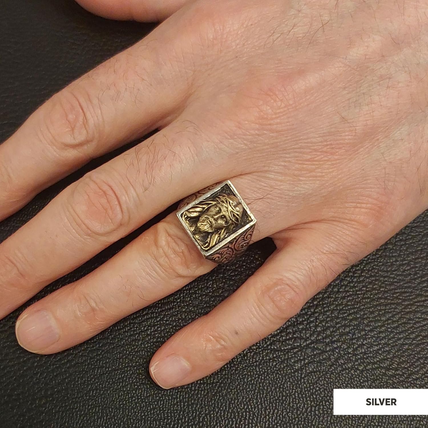 Jesus Ring, Jesus Signet Ring, Christian Statement Ring, Silver Christianity Ring, Gold Plated Jesus Face Jewelry, Christianity Jewelry