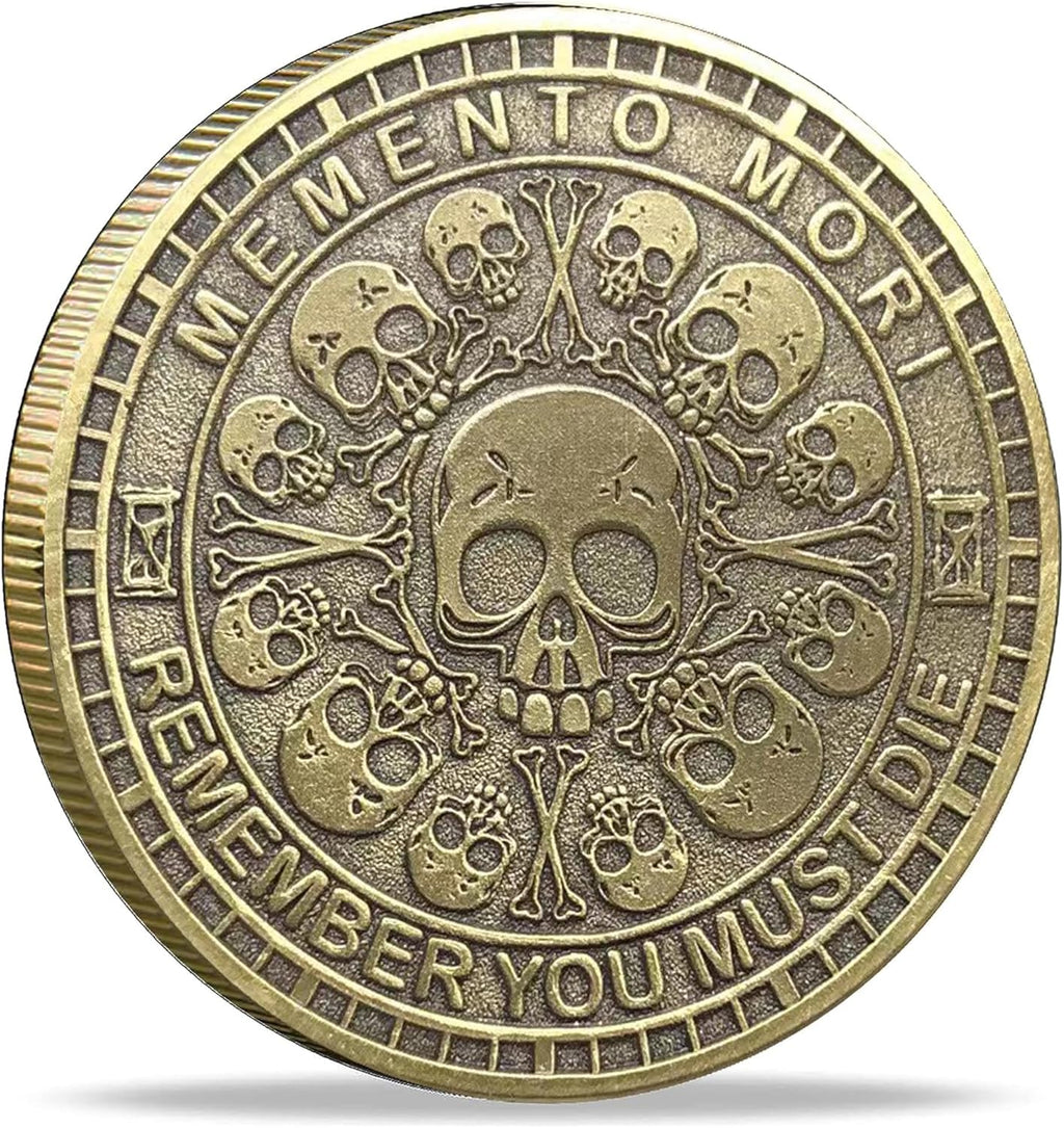 Memento Mori Challenge Coin: Elevate Your Daily Stoic Practice with Amor Fati Medallion - A Perfect Stoicism Gift and EDC Metal Token for Embracing Life's Moments (Bronze)