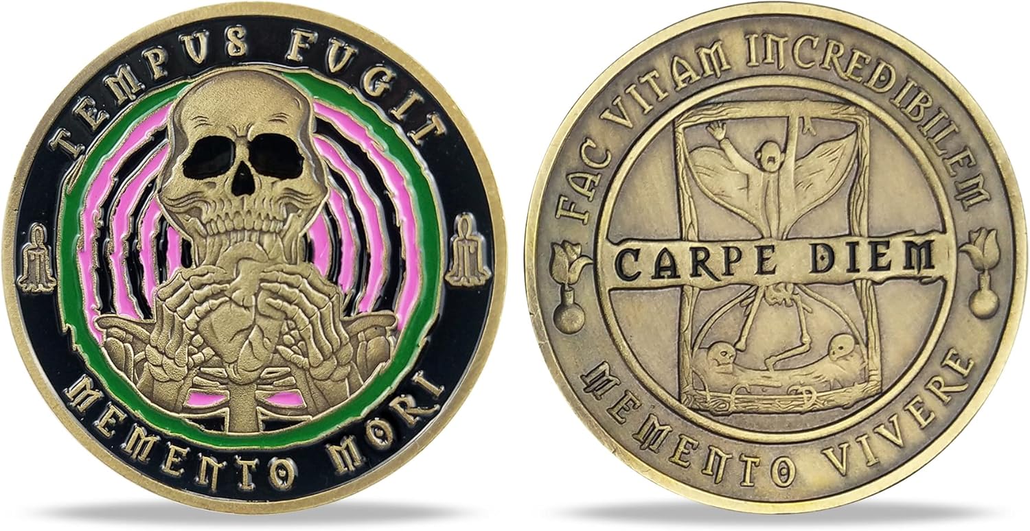 Memento Mori Coin Stoic Coin EDC Challenge Coin Stoicism Gifts for Reminder