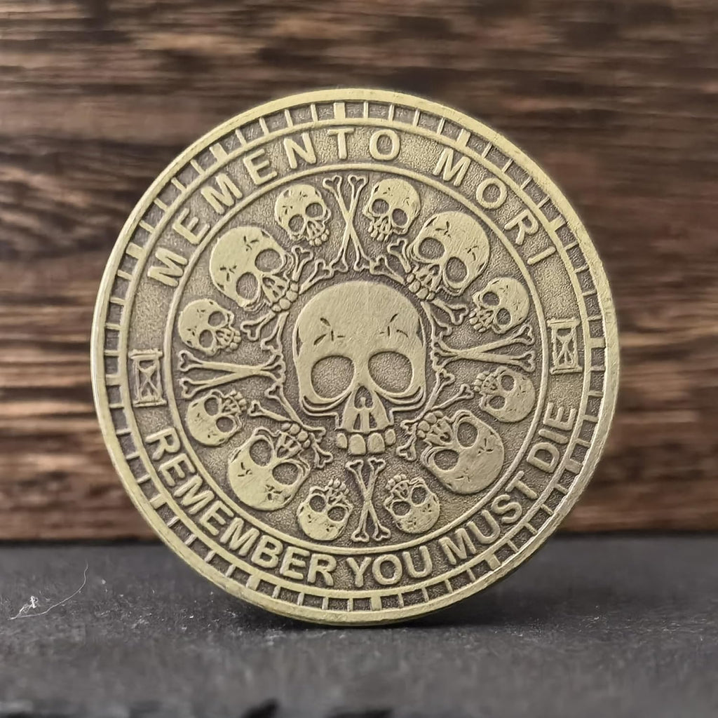 Memento Mori Challenge Coin: Elevate Your Daily Stoic Practice with Amor Fati Medallion - A Perfect Stoicism Gift and EDC Metal Token for Embracing Life's Moments (Bronze)