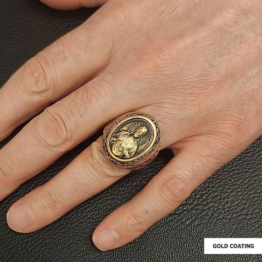Jesus Ring, Christ Signet Ring, Jesus Signet Ring, Religious Ring, Catholic Jewelry, Bishop Ring, Crown of the Light Ring