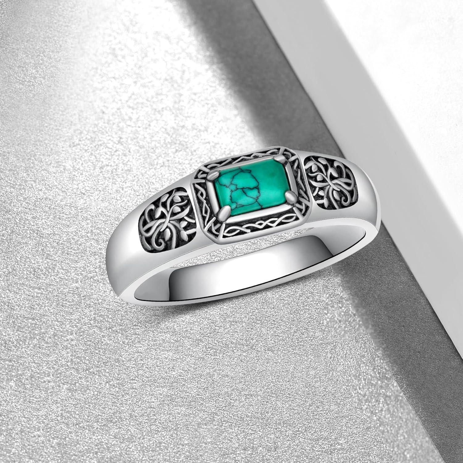 Turquoise Ring 925 Sterling Silver Mens Turquoise Ring Western Jewelry Gifts for Men Women