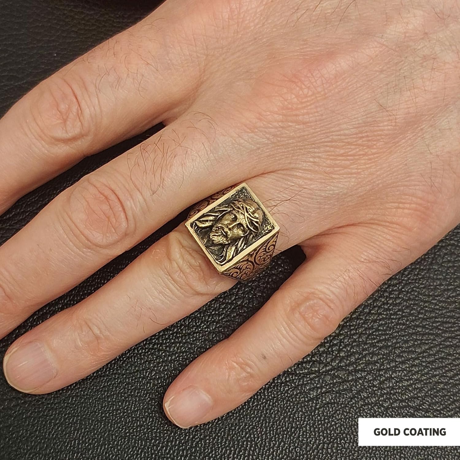 Jesus Ring, Jesus Signet Ring, Christian Statement Ring, Silver Christianity Ring, Gold Plated Jesus Face Jewelry, Christianity Jewelry