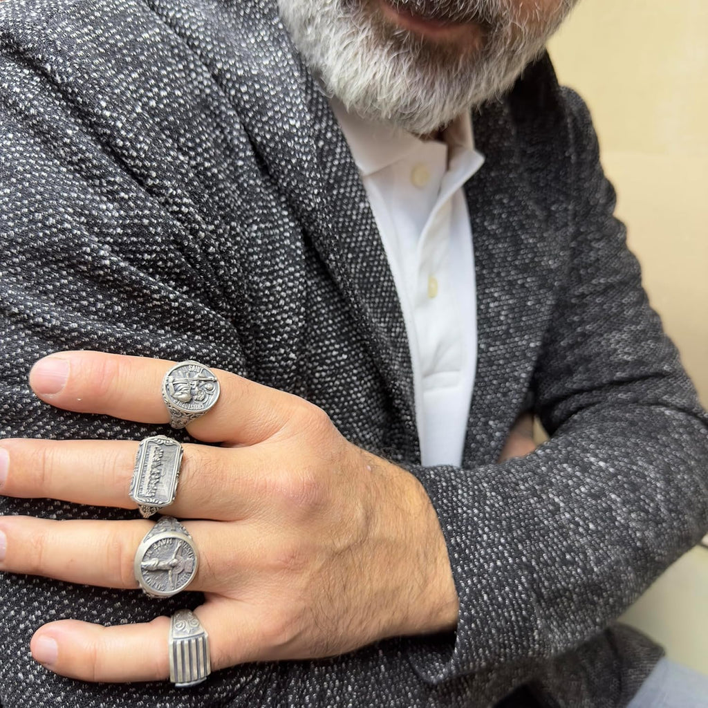 Jesus Crucifix Silver Ring, 925K Sterling 3D Jesus Inri Crucified Ring, 0.028-0.033 lbs, 0,74 Inch, Saint Benedict Ring, Religious Jewelry, Retirement Gifts For Men
